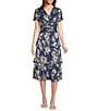 Ignite Evenings Short Sleeve V-Neck Tiered Floral Midi Dress - Image 5