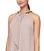 Color:Cashmere - Image 3 - Chiffon Sleeveless Embellished Halter Neck Flowy Front Dress