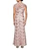 Color:Blush - Image 2 - Sleeveless Illusion Crew Neck Embroidered Gown