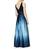Color:Navy/Wedgewood - Image 2 - Sleeveless Round Neck Ombre Skirt Tie Waist Gown