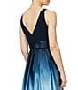 Color:Navy/Wedgewood - Image 4 - Sleeveless Round Neck Ombre Skirt Tie Waist Gown
