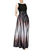 Color:Black/Silver - Image 1 - Sleeveless Round Neck Ombre Skirt Tie Waist Gown