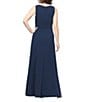 Ignite Evenings Sleeveless V Neck Sequin Panel Crepe Gown - Image 2