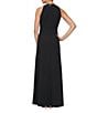 Color:Black - Image 2 - Stretch Crepe Sequin Cascade Sequin Ruffle Halter Neck Sleeveless Sheath Gown