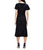 Ignite Evenings Stretch Velvet Square Neck Flutter Sleeves Soutache Midi Dress, Color:Navy - Image 2