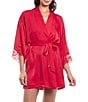 In Bloom By Jonquil 3/4 Sleeve Shawl Collar Satin Lace Detail Belt Tie Closure Robe - Image 1