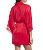 In Bloom By Jonquil 3/4 Sleeve Shawl Collar Satin Lace Detail Belt Tie Closure Robe - Image 2