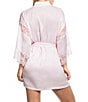 In Bloom By Jonquil 3/4 Sleeve Shawl Collar Solid Textured Satin & Lace Coordinating Short Robe - Image 2