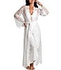 Color:Ivory - Image 1 - Allover Lace 3/4 Sleeve Long Coordinating Robe