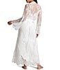 Color:Ivory - Image 2 - Allover Lace 3/4 Sleeve Long Coordinating Robe