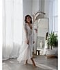 Color:Ivory - Image 3 - Allover Lace 3/4 Sleeve Long Coordinating Robe