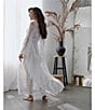 Color:Ivory - Image 4 - Allover Lace 3/4 Sleeve Long Coordinating Robe