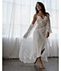 Color:Ivory - Image 5 - Allover Lace 3/4 Sleeve Long Coordinating Robe
