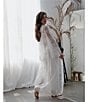 Color:Ivory - Image 6 - Allover Lace 3/4 Sleeve Long Coordinating Robe