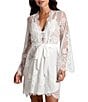 Color:Ivory - Image 1 - In Bloom By Jonquil Allover Lace Long Sleeve Scalloped Trim Coordinating Robe