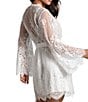 Color:Ivory - Image 2 - In Bloom By Jonquil Allover Lace Long Sleeve Scalloped Trim Coordinating Robe