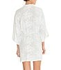 Color:Ivory - Image 2 - Bird Song Embroidered Short Wrap Robe