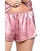 In Bloom by Jonquil In Bloom By Jonquil Bow Print Sleeveless V-Neck Satin Shorty Pajama Set, Color:Rose - Image 4