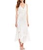Color:Ivory - Image 1 - Bridal Lace Trim Deep V-Neck Sleeveless Ruffle Hem Nightgown