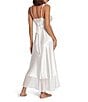 Color:Ivory - Image 2 - Bridal Lace Trim Deep V-Neck Sleeveless Ruffle Hem Nightgown