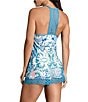Color:Blue - Image 2 - In Bloom By Jonquil Brushed Knit Paisley Tile Sleeveless Scoop Neck Cami & Lace Trim Short Pajama Set