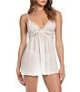 Color:Ivory - Image 1 - Chiffon Sleeveless V-Neck Babydoll & Panty Set