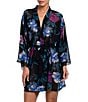 In Bloom By Jonquil Floral Print 3/4 Sleeve Chiffon Short Robe - Image 1