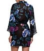 In Bloom By Jonquil Floral Print 3/4 Sleeve Chiffon Short Robe - Image 2