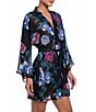 In Bloom By Jonquil Floral Print 3/4 Sleeve Chiffon Short Robe - Image 3