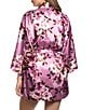 In Bloom By Jonquil Floral Print 3/4 Sleeve Satin Short Robe - Image 2