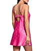 In Bloom by Jonquil In Bloom By Jonquil Heart Print Satin Lace Trim V-Neck Sleeveless Coordinating Chemise, Color:Hot Pink - Image 2