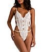 Color:Ivory - Image 3 - Lace Teddy and Satin Wrap Robe Bridal Set
