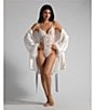 Color:Ivory - Image 5 - Lace Teddy and Satin Wrap Robe Bridal Set