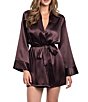 In Bloom By Jonquil Long Sleeve Satin Short Tie Front Coordinating Robe - Image 4
