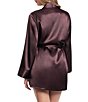 In Bloom By Jonquil Long Sleeve Satin Short Tie Front Coordinating Robe - Image 5