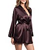 In Bloom By Jonquil Long Sleeve Satin Short Tie Front Coordinating Robe - Image 6
