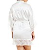 Color:Ivory - Image 2 - Plus Size Satin & Lace Bridal Robe