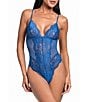 In Bloom By Jonquil Rosemary Sleeveless V-Neck Mesh Dot & Lace Teddy - Image 1