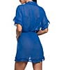 In Bloom By Jonquil Rosemary Solid Short Sleeve Chiffon Coordinating Short Wrap Robe with Ruffles - Image 2