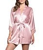 In Bloom By Jonquil Satin 3/4 Sleeve Two-Tone Lace Coordinating Short Robe - Image 1