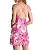 Color:Hot Pink - Image 2 - Satin Floral Lace V-Neck Sleeveless Chemise