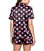 In Bloom by Jonquil In Bloom By Jonquil Satin Heart Print Short Sleeve Notch Collar Shorty Pajama Set, Color:Black Hearts - Image 2