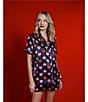 In Bloom by Jonquil In Bloom By Jonquil Satin Heart Print Short Sleeve Notch Collar Shorty Pajama Set, Color:Black Hearts - Image 5