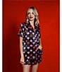 In Bloom by Jonquil In Bloom By Jonquil Satin Heart Print Short Sleeve Notch Collar Shorty Pajama Set, Color:Black Hearts - Image 6
