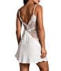 Color:Ivory - Image 2 - Satin Scallop Lace Trim V-Neck Sleeveless Tie Back Chemise