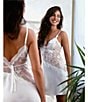 Color:Ivory - Image 4 - Satin Scallop Lace Trim V-Neck Sleeveless Tie Back Chemise