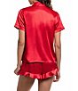 In Bloom By Jonquil Satin Short Sleeve Notch Collar Button-Front Shorty Ruffled Pajama Set - Image 2