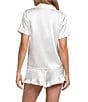 In Bloom by Jonquil In Bloom By Jonquil Satin Short Sleeve Notch Collar Button-Front Shorty Ruffled Pajama Set, Color:Ivory - Image 2