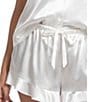 In Bloom by Jonquil In Bloom By Jonquil Satin Short Sleeve Notch Collar Button-Front Shorty Ruffled Pajama Set, Color:Ivory - Image 3