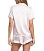 In Bloom by Jonquil In Bloom By Jonquil Satin Short Sleeve Notch Collar Button-Front Shorty Ruffled Pajama Set, Color:Rose Quartz - Image 2
